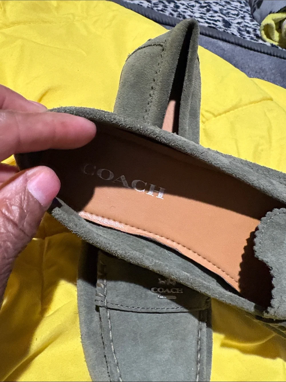 Coach green loafers
